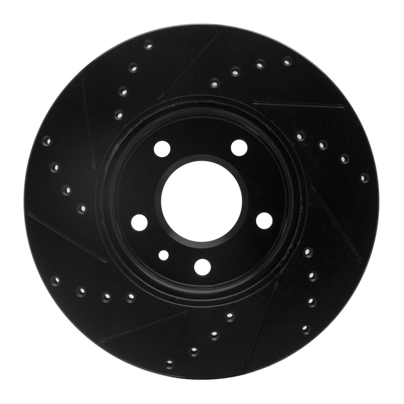 Buick LaCrosse Brake Rotor (1) - Front Right - R1 Concepts - Drilled & Slotted - Black - `11-`25
